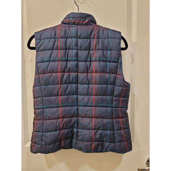 Loft Blue Plaid Puffy Vest - Picture 2 of 6